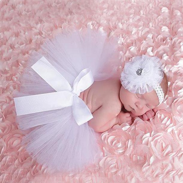 Newborn Baby Girl Headdress Flower Clothes Skirt Photography Props Outfit C