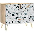 thumbnail image 3 of PixonSign Sideboard Buffet Cabinet, Kitchen Storage Cabinet with 2 Doors, Blue Vibrant Fractal Granite Pattern, Cupboard Console Table for Dining Room - 35" L x 18" W x 29" H, 3 of 5