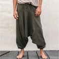 thumbnail image 2 of Pantalones De Corte Casual Color Puro Cordón Puños Ceñidos Piernas Anchas Hombres Pantalones Linterna Gris XXL, 2 of 6