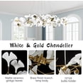 thumbnail image 5 of SJIGUANGZ Modern White Chandelier,Contemporary Large Gold Chandeliers with Ceramic Ginkgo Leaves,Brass Pendant Light Fixtures Ceiling Hanging Lamp for Living Room Kitchen Dining Room Bedroom 10 Light, 5 of 7