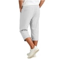 thumbnail image 2 of CIAKGIAF Shorts for Men Drawstring Elastic Waist Solid Rolled Cuff Capri Casual with Pockets Capri Shorts, 2 of 6