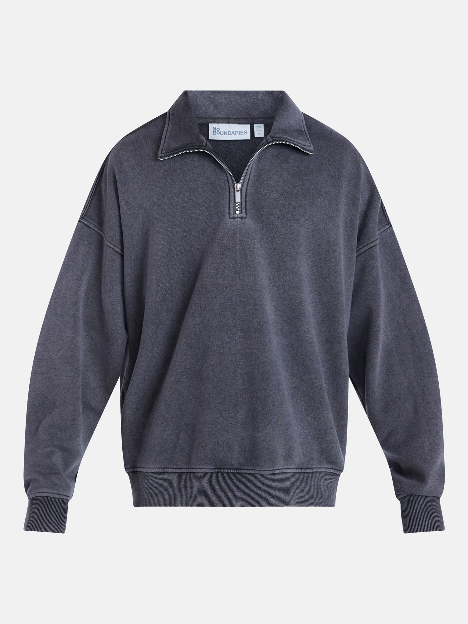 No Boundaries Boxy Fit Quarter Zip Fleece Sweatshirt with Long Sleeves, Men's XS-4XLT