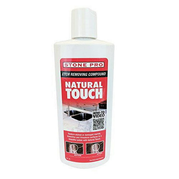 StonePro – Natural Touch Etch Remover (8 Oz) (For Restoring Shine & Polish to Damaged Marble & Travertine Surfaces)