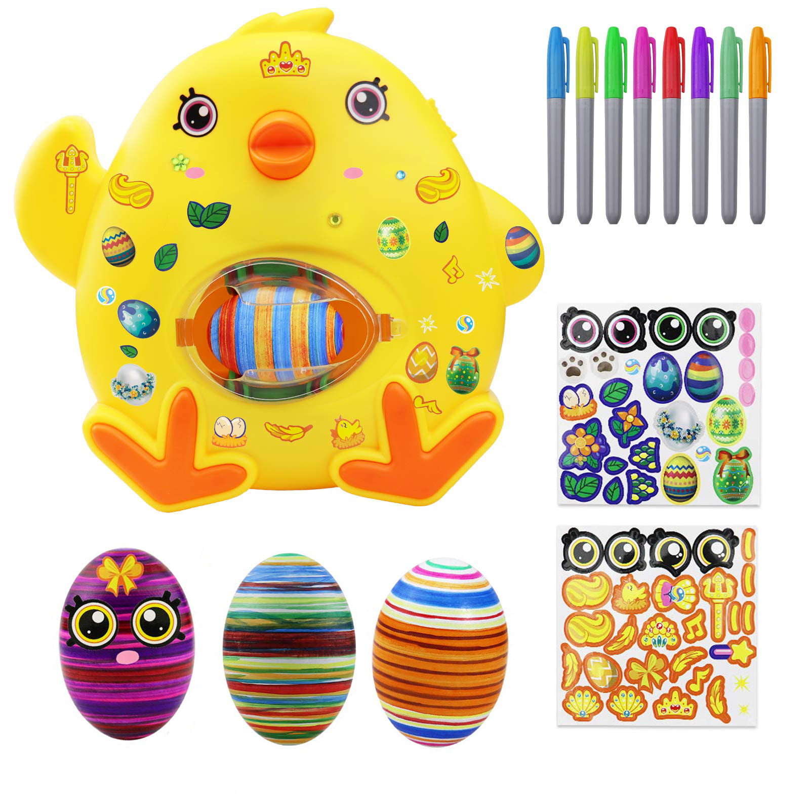 Easter Egg Coloring Kits Machine with 3 Eggs 8 Markers-Easter Egg Decorating Kit