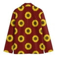 thumbnail image 2 of Burgundy Sunflower Pattern Print Men'S Blazer, Floral Flower Fun Novelty Blazer, 2 of 4