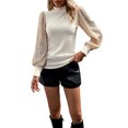thumbnail image 2 of KelaJuan Women Knit Tops, Long Sleeve T-shirt Turtleneck Shiny Sequined Fall Streetwear for Casual Daily, 2 of 7