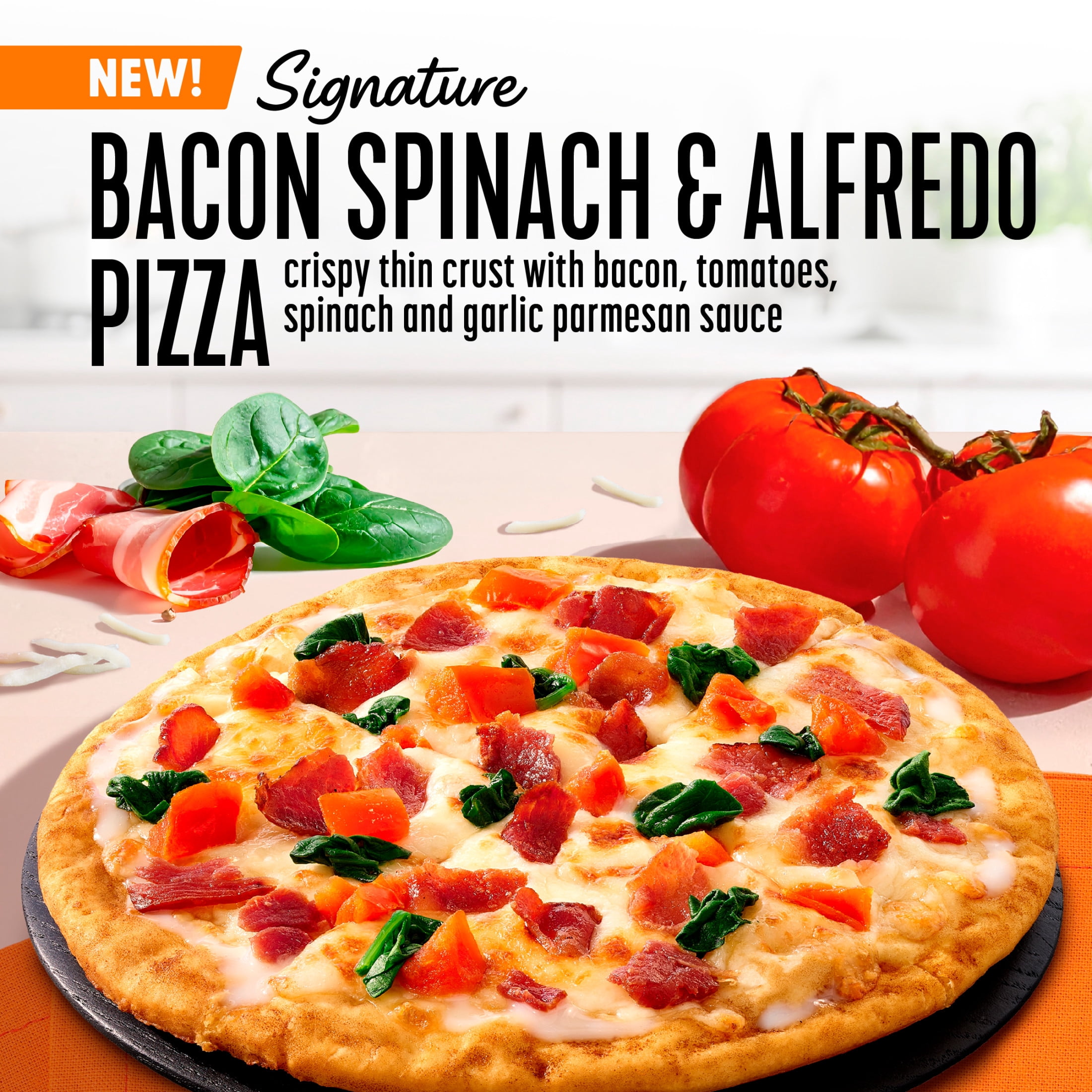 Lean Cuisine Frozen Bacon Spinach Alfredo Personal Pizza with No Tree Nuts or Fish Allergens, 5.75 oz