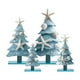 thumbnail image 2 of Juego de Decoraciones de Mesa de Navidad | Adornos de escritorio de madera azul • Árboles de temática costera de 4 piezas con detalles de concha • Base estable duradera • Decoración navideña única y, 2 of 6