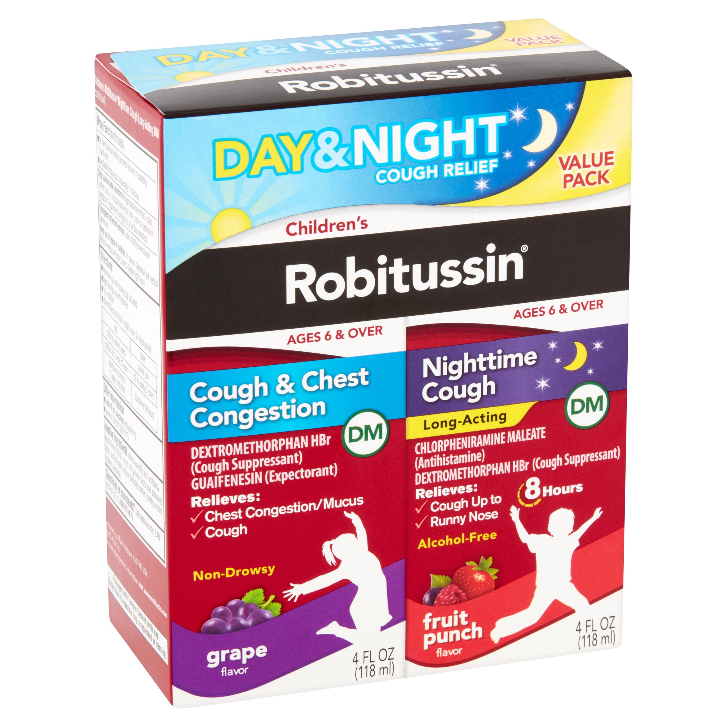 Robitussin DM Children's Day & Night Cough Relief Ages 6 & Over Value Pack, 4 fl oz, 2 pack
