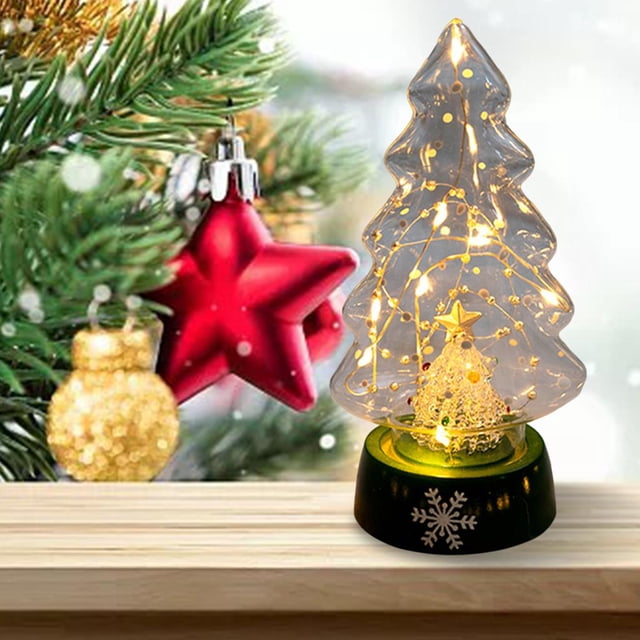 Mini árbol de Navidad de de mercurio con luces LED, batería (no incluida), pieza central , adorno de escultura pa decoración pa Árbol perfecl estatua del árbol