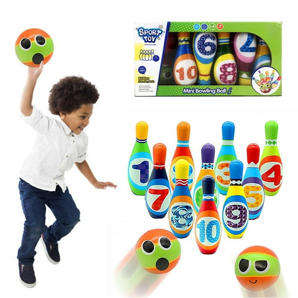 Kids Bowling Set Includes 10 Pins and 2 Balls Perfect Bowling Set with Storage Box Gifts for