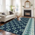 thumbnail image 2 of Dark Blue Flowers Area Rugs 6'x9', Washable Small Throw Rugs for Kitchen Dining room, Vintage Rustic Abstract Floral Aesthetic Indoor Outdoor Rug Non-Slip Low Pile Carpet Runner Reversible Floor Mats, 2 of 8