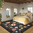thumbnail image 6 of DUKINO 6x9 Area Rug, Floral Rugs for Living Room, Lightweight Non Slip Washable Indoor Low Pile & Non-Shedding Boho Design Carpet for Bedroom, Living Room, Dining Room, Black, 6 of 8