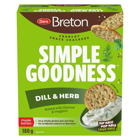 Dare Breton Simple Goodness Dill & Herb Crackers, Vegetarian Snack, 180g/6.3 oz