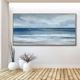 thumbnail image 5 of Seascape Canvas Textured Wall Art Abstract Ocean Oil Painting Hand-Painted Dark Blue Sky Clouds Painting Custom Living Room Decor,Unstretched,Frameless,(41*61cm)16*32Inches, 5 of 5