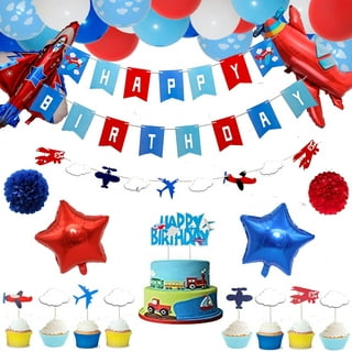 The Bash Affair Airplane Happy Birthday Banner Decoration | Airplane Themed  Birthday Party Supplies For Kids | First Second Birthday Party Signs For
