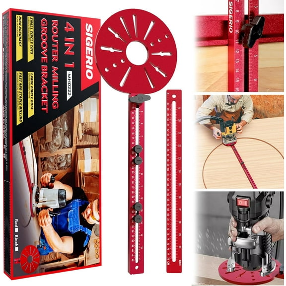 4 in 1 Router Milling Groove Bracket, Aluminum Alloy Router Circle Cutting Jig, Multifunctional Router Guide Cutting Large Circles From 10" to 58", Adjustable Woodworking Tool
