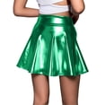 thumbnail image 4 of Tqcoqu Women's Shiny Flared Pleated Mini Skater Skirt,Green,Women's S-XXL, 4 of 5