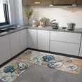 Nautical Kitchen Rugs Set 2 Piece,Ocean Theme Seashell Decorative Rugs