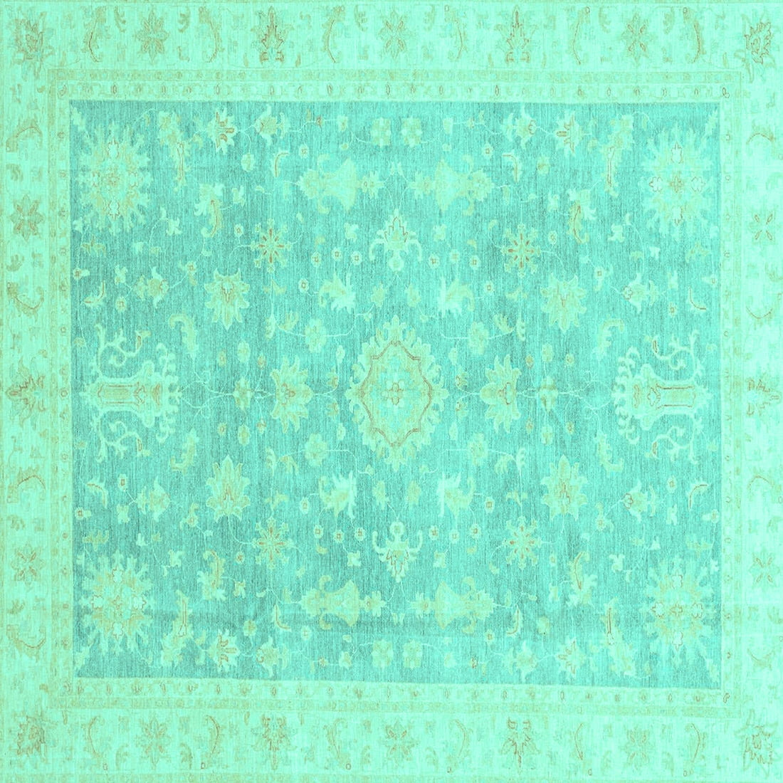 Ahgly Company Indoor Square Oriental Turquoise Blue Modern Area Rugs, 4 ...