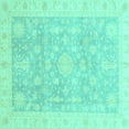 thumbnail image 1 of Ahgly Company Indoor Square Oriental Turquoise Blue Modern Area Rugs, 5' Square, 1 of 4