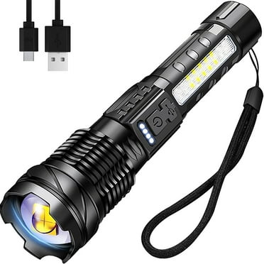 90000 Lumens Powerful Flashligh, Rechargeable Super Bright LED Flashlights with 8 Lighting Mode, Waterproof Zoomable Flashlights for Emergencies, Home, Camping, Hiking
