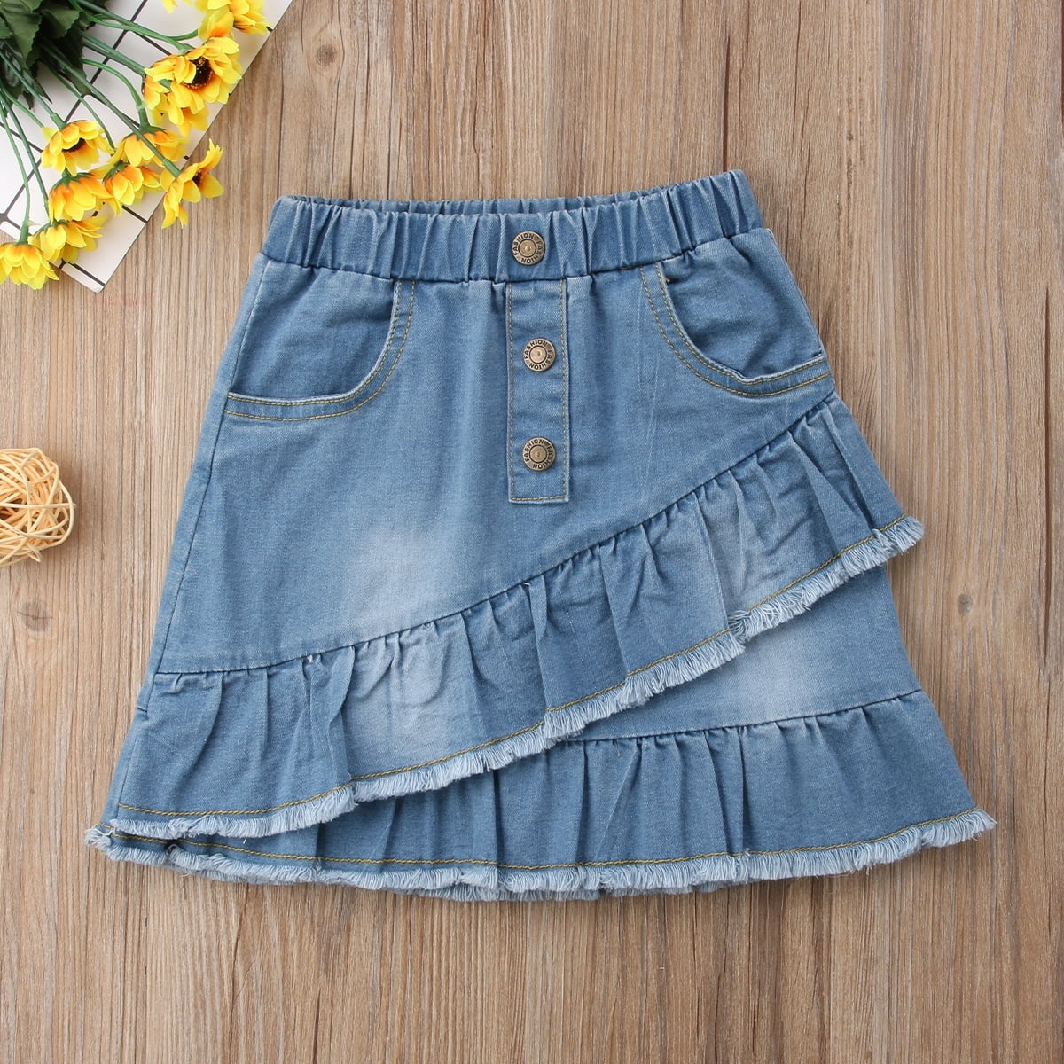 baby blue denim skirt