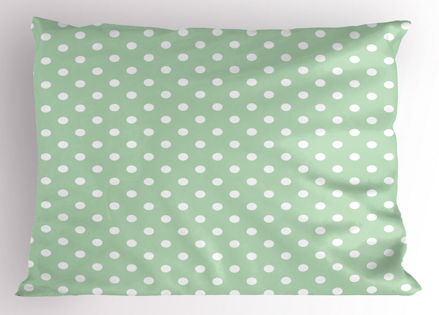 Mint Pillow Sham Classical Old Fashioned Polka Dots Pattern on Pale