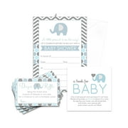 Royal Blue Elephant Baby Shower Invitation Pack (25 Count)