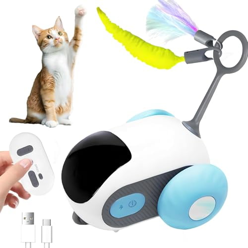Remote Control Cat Toy,Interactive Cat Toys for Indoor Cats,Automatic Moving and Remote Control RC Mouse Cat Toy Kitten Exercise Toys,Two-Speed Adjustment & USB Rechargeable (Blue)