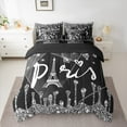 thumbnail image 3 of Manfei Paris Eiffel Tower 7-Piece Twin Bedding Sets, Black Diamond Sequin Print Bedding Comforter Set, Romantic Princess Style Reversible Sheet Sets, Breathable Home Decor, 3 of 8