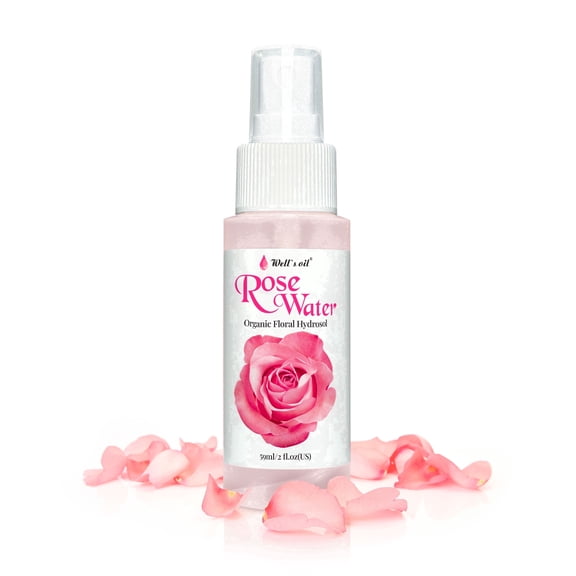 Well's Oil Rosewater Mist Spray (2 fl oz) | Floral Rose Water Hydrosol | Alcohol-Free | for Skin & Hair Use | 59 mL