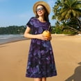 thumbnail image 4 of Disketp Lilac para Vestido de Manga Corta para Mujeres, Vestidos de Verano para Mujeres, Casual y Holgado para la Playa, 4 of 6