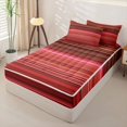 thumbnail image 3 of Castle Fairy Retro Horizontal Stripe Zipper Twin Comforter Sets with Fitted Sheet and 2 Pillowcases,Mid Century Thin Line Zipper Bedding Set,Rust Crimson Blush,Reversible, 3 of 5