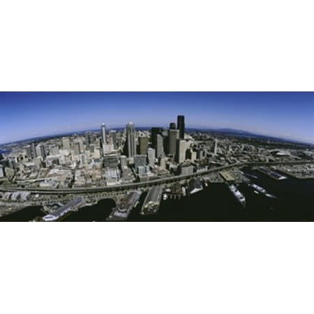 Aerial view of a city Seattle Washington State USA Canvas Art - Panoramic Images (15 x