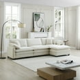 thumbnail image 4 of 3 Person Sofa, Upholstered Couches for Living Room with Footstool and Throw Pillows, 3 Seat Sofa for Living Room, Apartment, Office,Apartmen, White, 4 of 9