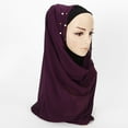 thumbnail image 4 of Grofry Women Scarf,Muslim Arab Solid Beading Veil Hijab Scarf Neck Wrap Shawl, 4 of 8