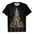 thumbnail image 4 of Gubotare Christmas Round Neck Shirt Women's Casual Holiday Short Sleeved Shirts Christmas Fun Printed Winter T-Shirt Top Christmas Tree Print Shirt (Gold,XL), 4 of 6