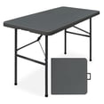 thumbnail image 1 of KWUXIN 4ft Plastic Folding Table, Indoor Outdoor Heavy Duty Portable w/Handle, Lock for Picnic, Party, Camping - Dark Gray, 1 of 5