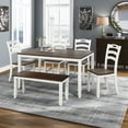 thumbnail image 1 of 6 Piece Dining Table Set With Bench, Table Set With Waterproof Coat, Ivory And Cherry, 1 of 3