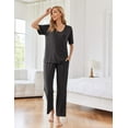 thumbnail image 3 of Ekouaer Lounge Sets for Women Ribbed Pajama Set Short Sleeve Top and Long Pants Set with Pockets Sleep Set, 3 of 7
