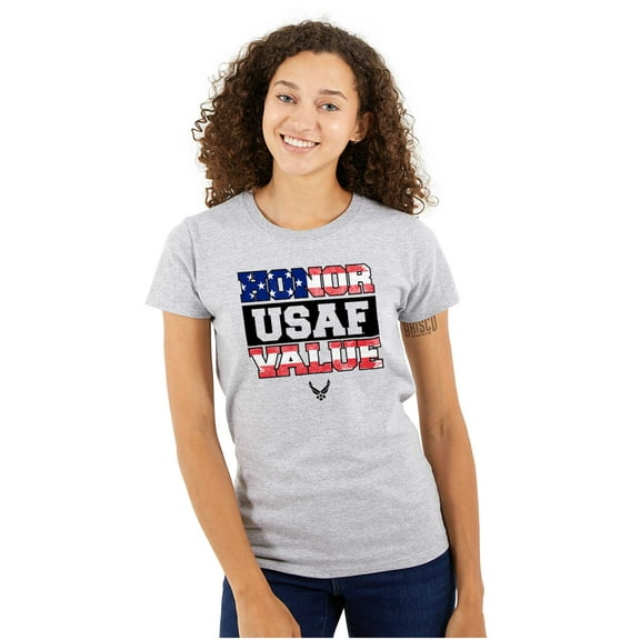 US Air Force Honor Value USA Flag Women's T Shirt Ladies Tee Brisco Brands S