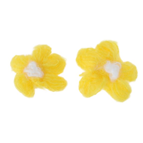 Unique Bargains Wool Yarn Flower Shoelace Charms 1 Pair Yellow