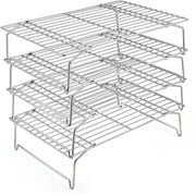 4-Tier Cooling Rack Set, Stainless Steel Stackable Baking and Cooking Rack for Cooling Baking and Cooking, Raising and Folding Feet, Oven and Dishwasher Safe - 38.1cm x 25.4cm