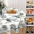 thumbnail image 3 of French Country Tablecloth Round Vintage Toile Black Table Cloths Circle Rustic Classic Village Table Cover Washable Wipeable Polyester Tabletop Holiday for Dining Kitchen Picnic Party Decor 60 Inch, 3 of 7