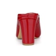 thumbnail image 2 of BLISSFUL STEP Women's Pearl Bow Block Heel Slides Mules Red 9, 2 of 8