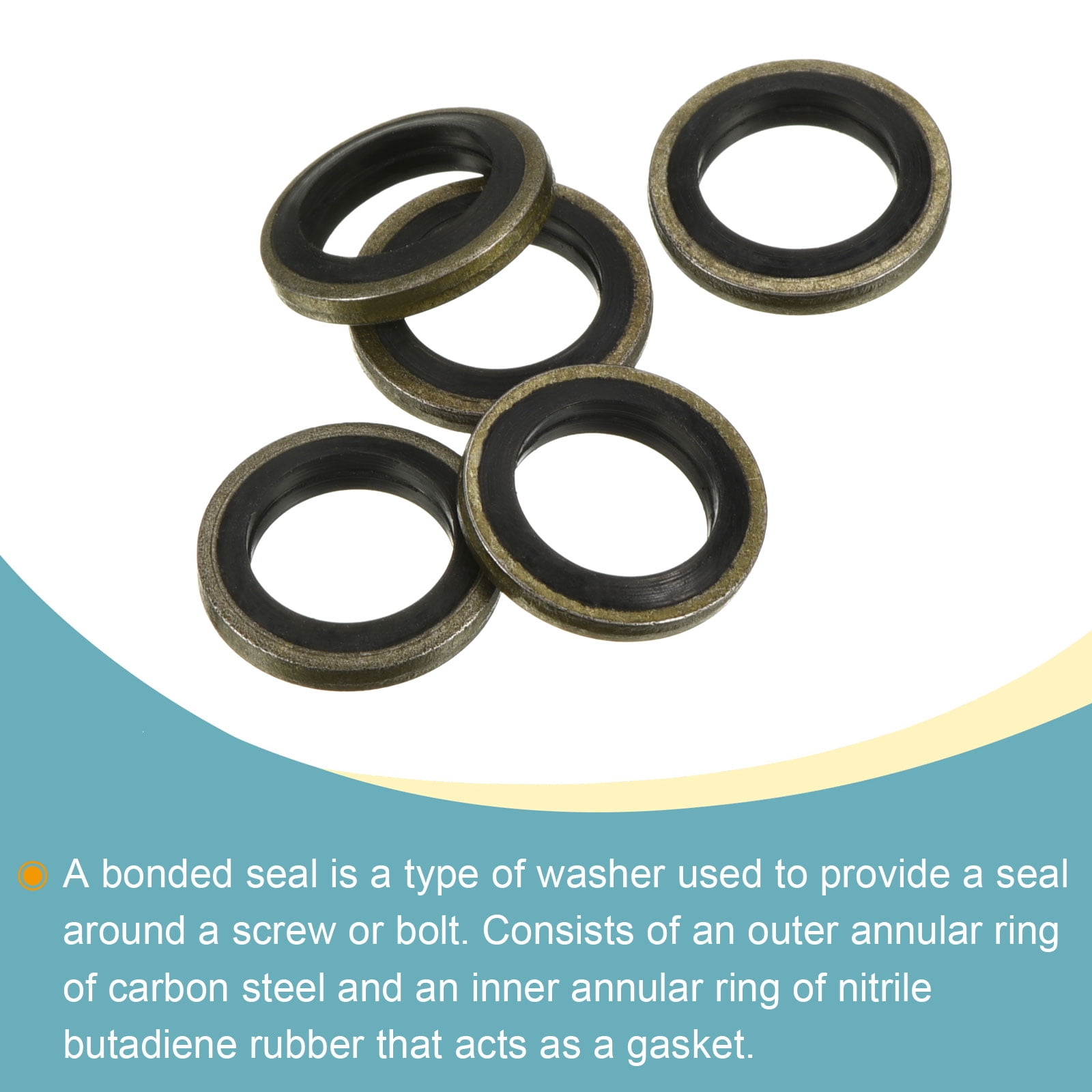 Unique Bargains Carbon Steel Nitrile Rubber Bonded Sealing Washer M10 0.61"x0.39"x0.08"