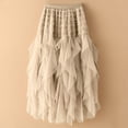 thumbnail image 2 of Miluxas Women's Tulle Long Skirt Elastic High Waist Layered Cake Skirt Solid Casual Party A-Line Mesh Skirt Khaki, 2 of 5