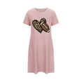 thumbnail image 4 of Sakmal Moomoo Dresses for Women Pink Short Comfy Sleepwear Short Sleeve Rugby Print Nightgowns for Women, 4 of 6
