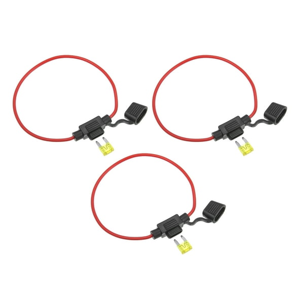 Unique Bargains 3 Set DC 12V 16 Gauge Car in Line ATC Blade Style Inline Mini Fuse Holder with 20A Mini Fuse Black
